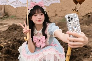当高定少女闯入农村:10组极致反差的“撕裂感美学”AI绘图提示词分享