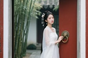 古风庭院深宅记:10组朱门、灯笼、石阶与纱裙国风美少女的AI绘图提示词分享