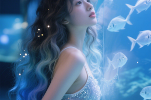 发梢藏着星光!分享10组渐变挑染+夜景灯光+微卷发的美少女AI绘图提示词