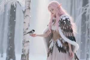 雪境童话幻想:分享10组精灵感雪域美少女AI绘图提示词