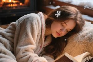 冬日雪境写真:10组毛绒围巾+热可可+落雪发梢的美少女AI绘图提示词分享
