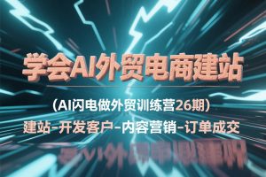 《学会外贸电商建站》:建站-开发客户-内容营销-订单成交全流程(AI闪电做外贸训练营26期)